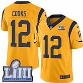 Nike Rams 12 Brandin Cooks Gold 2019 Super Bowl LIII Color Rush Limited Jersey,baseball caps,new era cap wholesale,wholesale hats